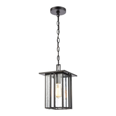 Luminaire suspendu d'extérieur 1 lumière de 8 po de large Radnor - Noir mat