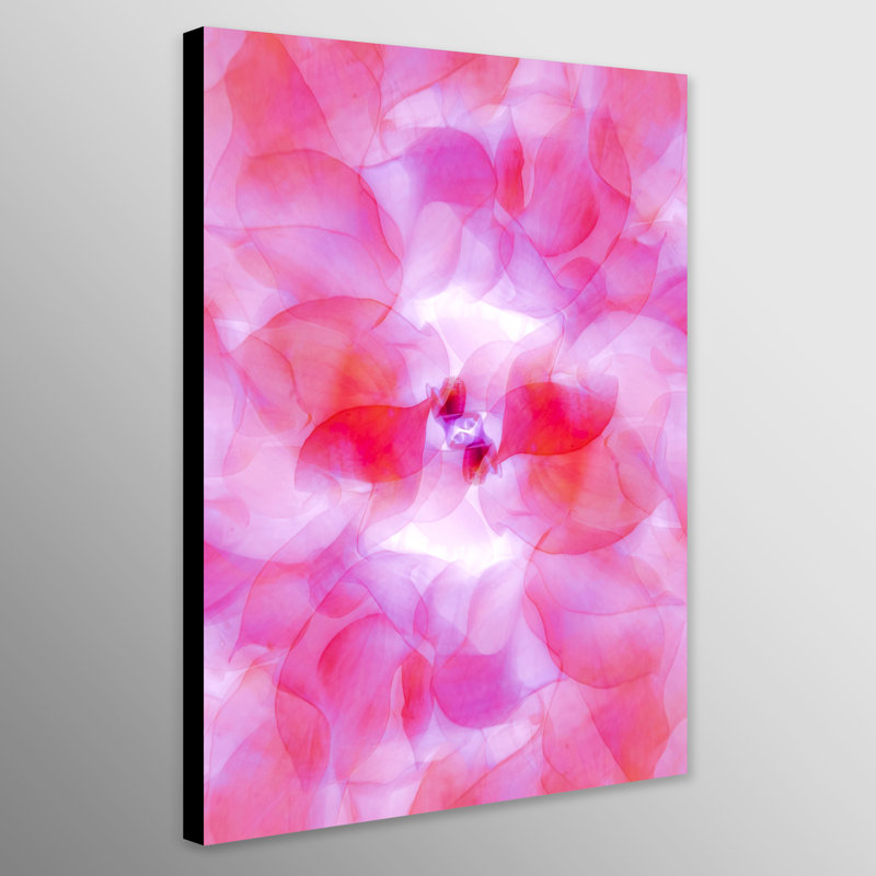 Rudolfo Pink Flower Leaves Abstract - Wrapped Canvas Print, 117cm H x 81cm W x 4cm D