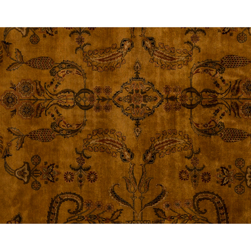 Hand Knotted Wool Oriental Area Rug in Gold And Black