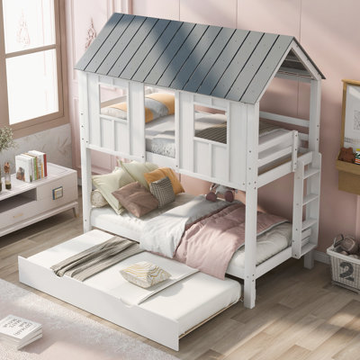 Versatile House-Shaped Bunk Bed with Multiple Features for Family Fun and Comfort