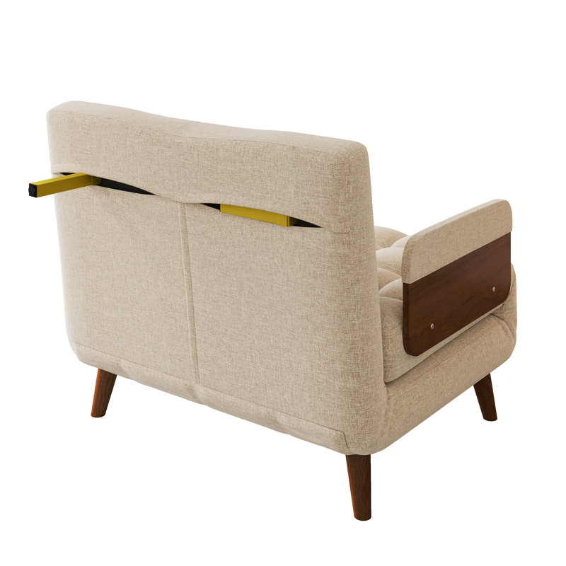 Canapé-lit inclinable avec dossier réglable Kikumi, H 32,28 po x l 37 po x P 31,5 po, Bois de noyer