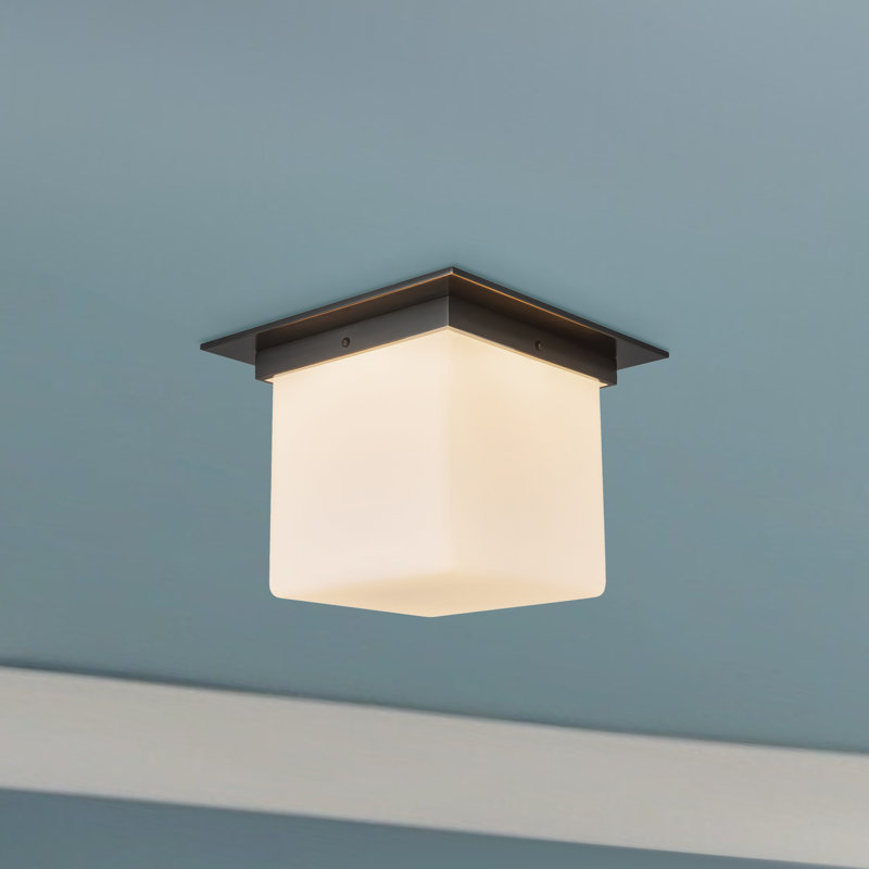Mineral 11-in Brass Flush Mount, Oil Rubbed Bronze, Opal Glass