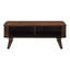 Table basse rectangulaire à finition noyer avec 2 tablettes et portes Tambour