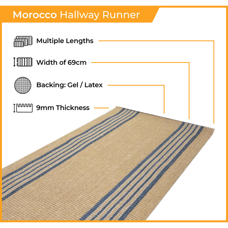 Acuna Striped Hand Woven Indoor  Area Rug, Runner 69cm x 420cm