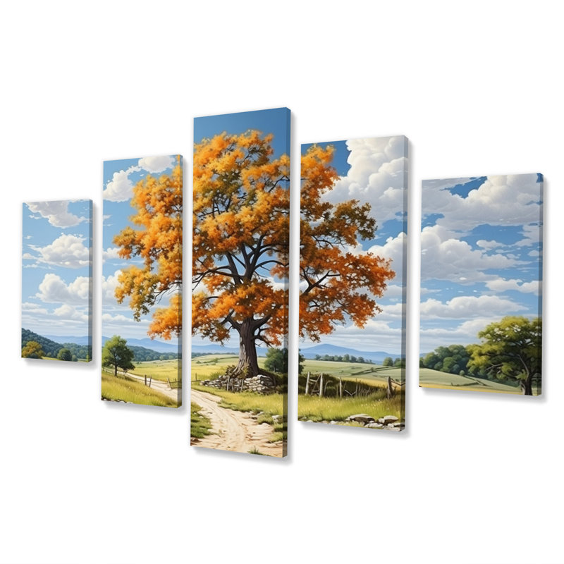 Maple Trees Rustic Serenity - Floral Canvas Print - 5 Panels