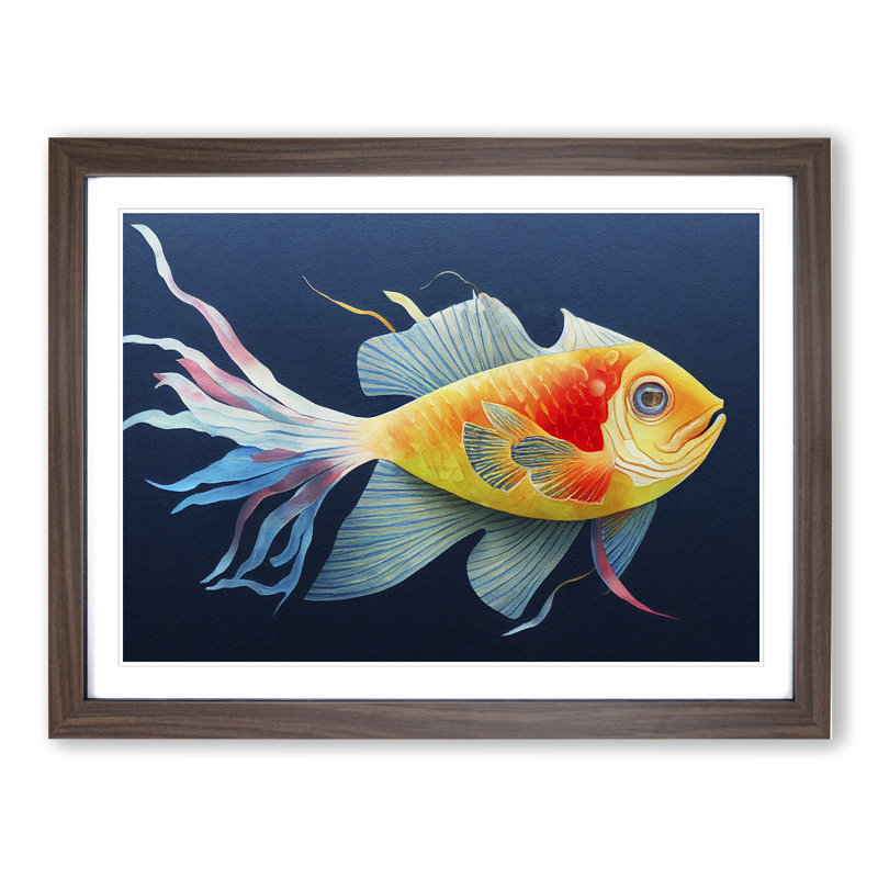 Watercolour Fish Vol.2 Framed Print, 46cm H x 64cm W x 2cm D, Walnut