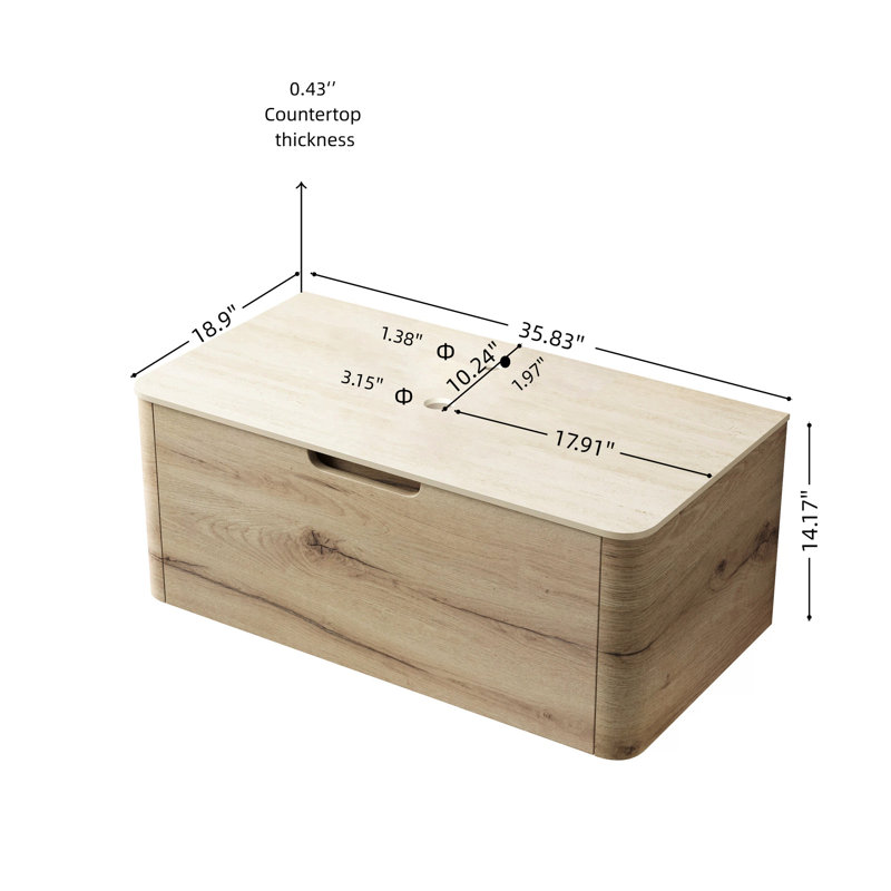 Meuble-lavabo en chêne blanc 7070 avec comptoir en pierre frittée, un tiroir, sans lavabo, robinetterie et cache-évier, beige, contreplaqué, largeur 48,7 cm, hauteur 38,3 cm, profondeur 93 cm