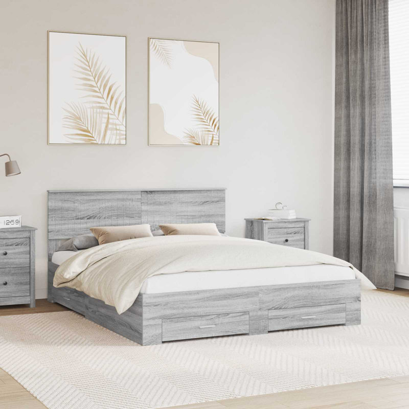 Bed Frame, European Kingsize (160 x 200 cm), Grey Sonoma