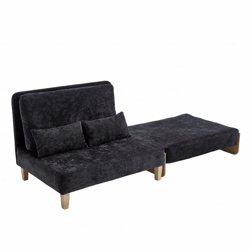 Canapé-lit pliable inclinable, canapé-lit convertible 3-en-1, décor moderne Mid-Century, Noir