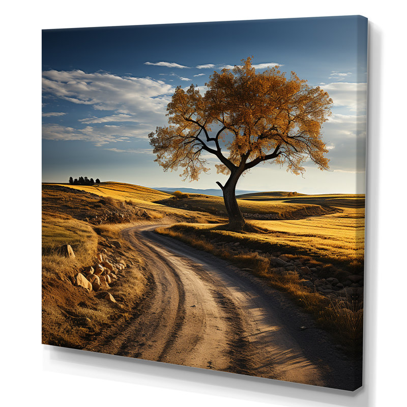 Paysage sur la route - salon d'art mural, Toile tendue, H 36 po x l 36 po x P 1,5 po