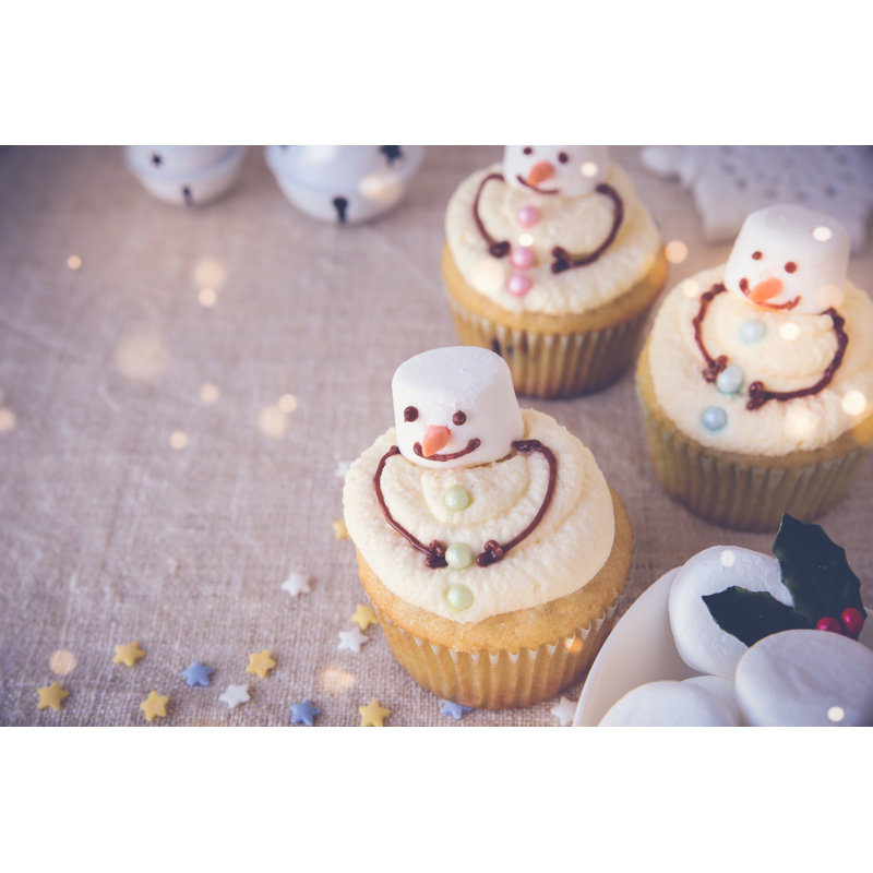 Snowman Cupcakes by ThitareeSarmkasat - Wrapped Canvas Print, 20cm H x 30cm W x 3.8cm D