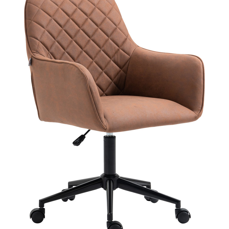 Siège de bureau brun, dossier moyen, hauteur réglable, rembourrage en microfibre, option pratique de sièges confortables avec rembourrage,
