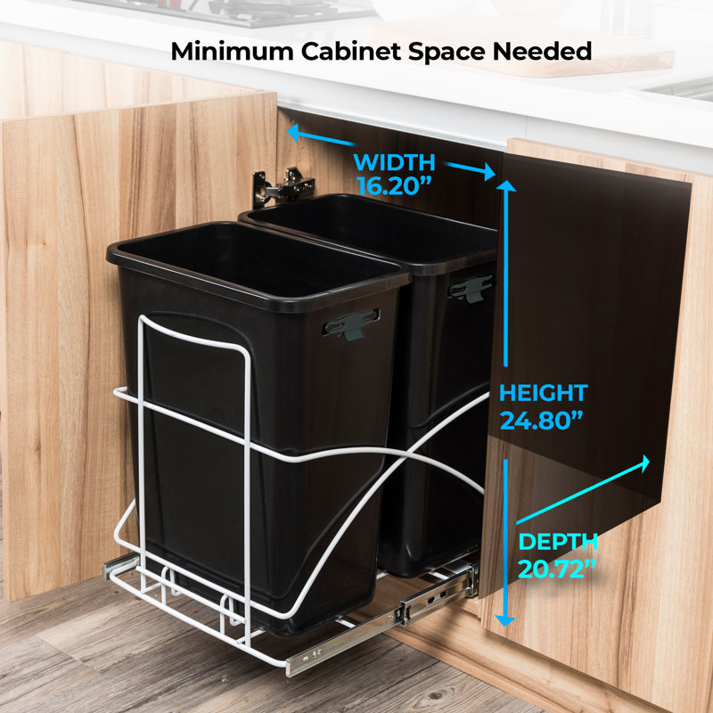 Steel Open Pull Out Trash Can - 7.6 Gallons