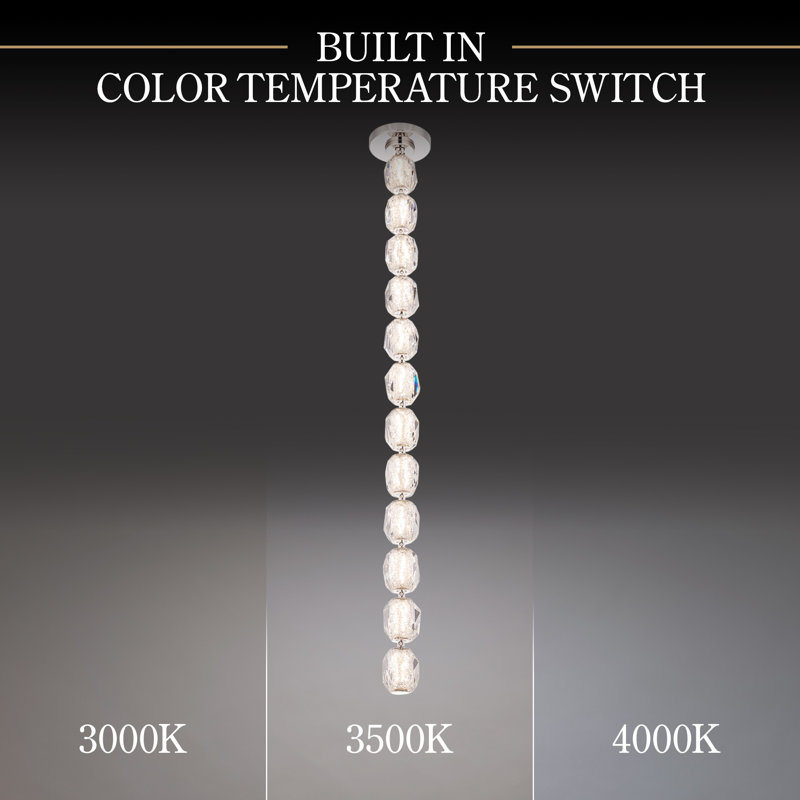 Seduction LED Pendant, 45.63" H x 2.63" W x 2.63" D, Aged Brass, Regular