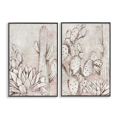 Botanical Oasis Guardians 2pc Framed Giclee Set, design by Luna Mavis