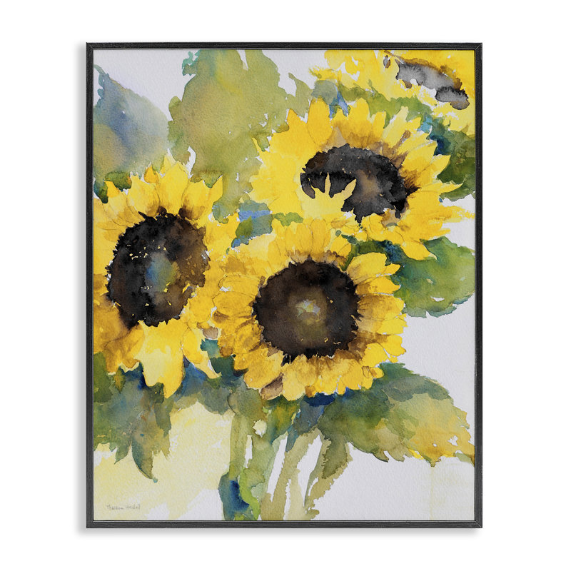 «Blooming Sunflower Bundle», art de la giclée encadrée par Theresa Heidel, Giclée encadrée noir minuit, H 14 po x l 11 po