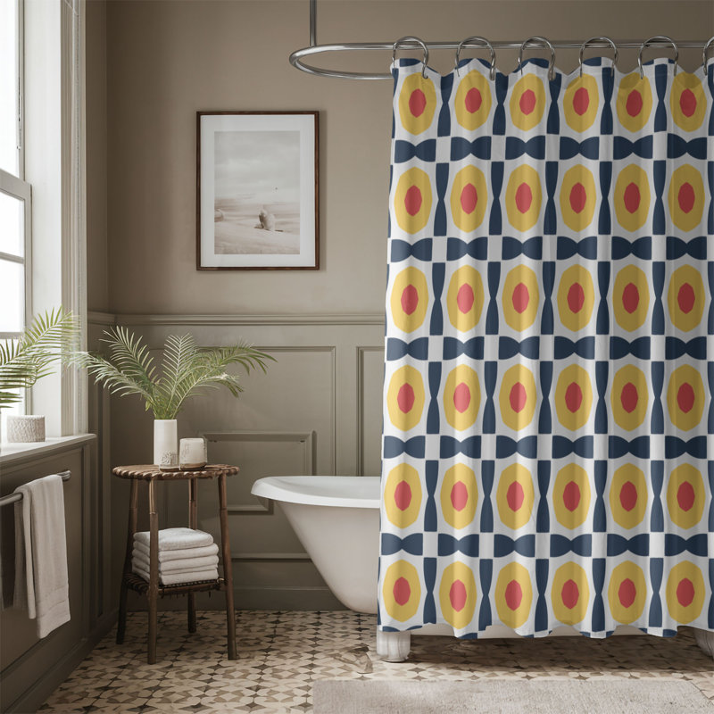 Blush Yellow Tiles- 1 Piece Standard Shower Curtain 0128, 74"H x 71"W