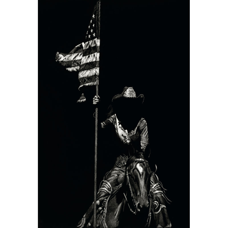 Scratchboard Rodeo VI - Wrapped Canvas Painting, 46cm H x 30cm W