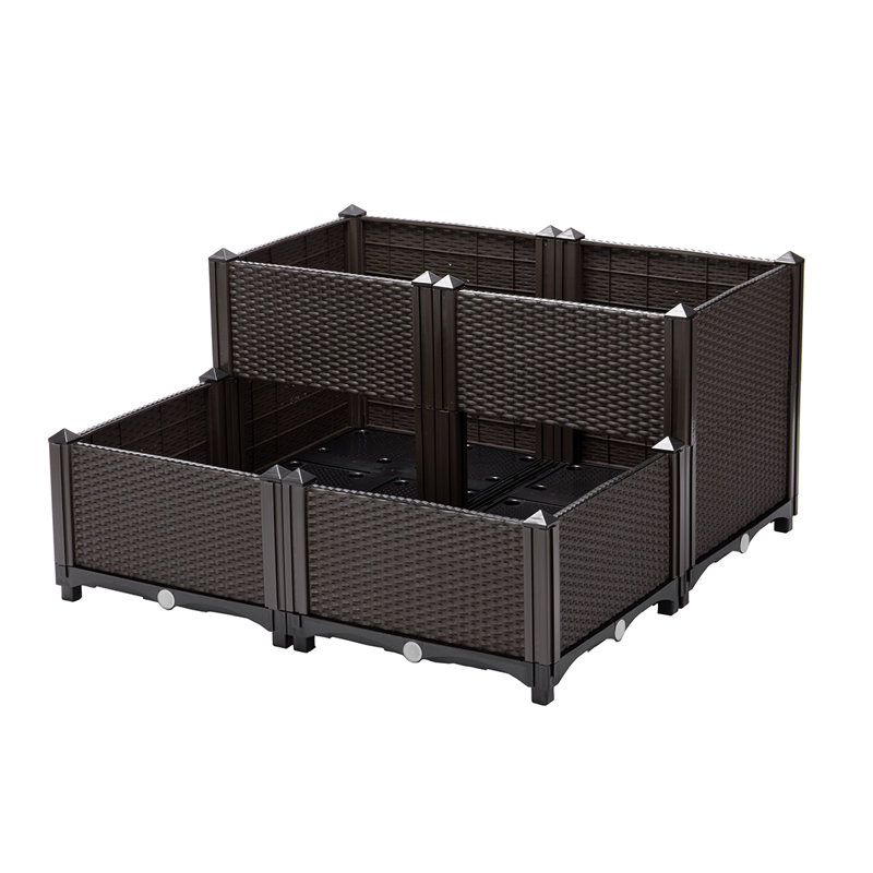 Bellago Elevated Self-Watering Plastic Raised Garden Bed (Set of 4), 4