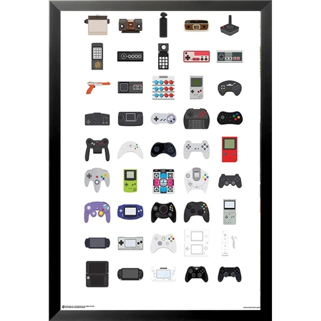 45 Video Game Controllers Gaming Gamer - Graphic Art Print Buy Art For Less 