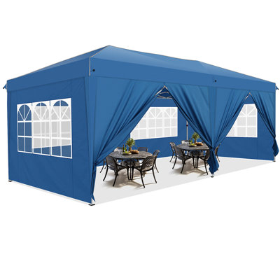 20 Ft x 10 Ft Pop Up Heavy Duty Party Tent Canopy w/ 6 Sidewalls, Wheeled Bag, Reflective Strip -  DreamDwell Home, US01+SPC000076_BL_N#ROO