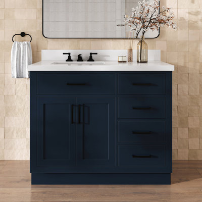 Tidworth 42'' Solid Wood Single Bathroom Vanity with 1.5'' Quartz Top