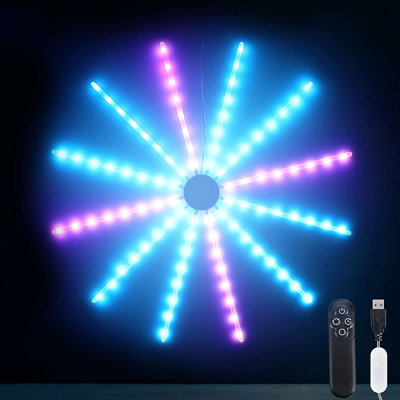 Neon Sign Light, 18 Lighting Modes LED Firework Lights With Remote Control, Indoor Outdoor Starburst Lights With USB Powered