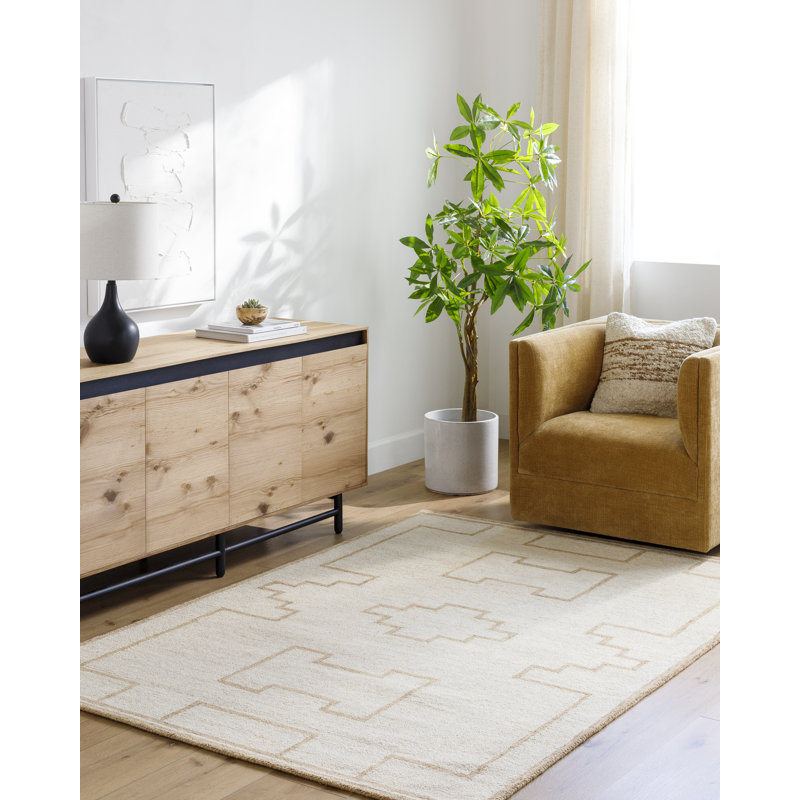 Abdalmalik Hand Tufted Wool Moroccan Indoor Rug, Rectangle 8' x 10'