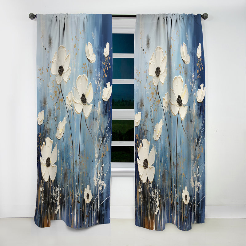 Funon - Rideau occultant à motif floral - 1 panneau, L 52 po x L 63 po
