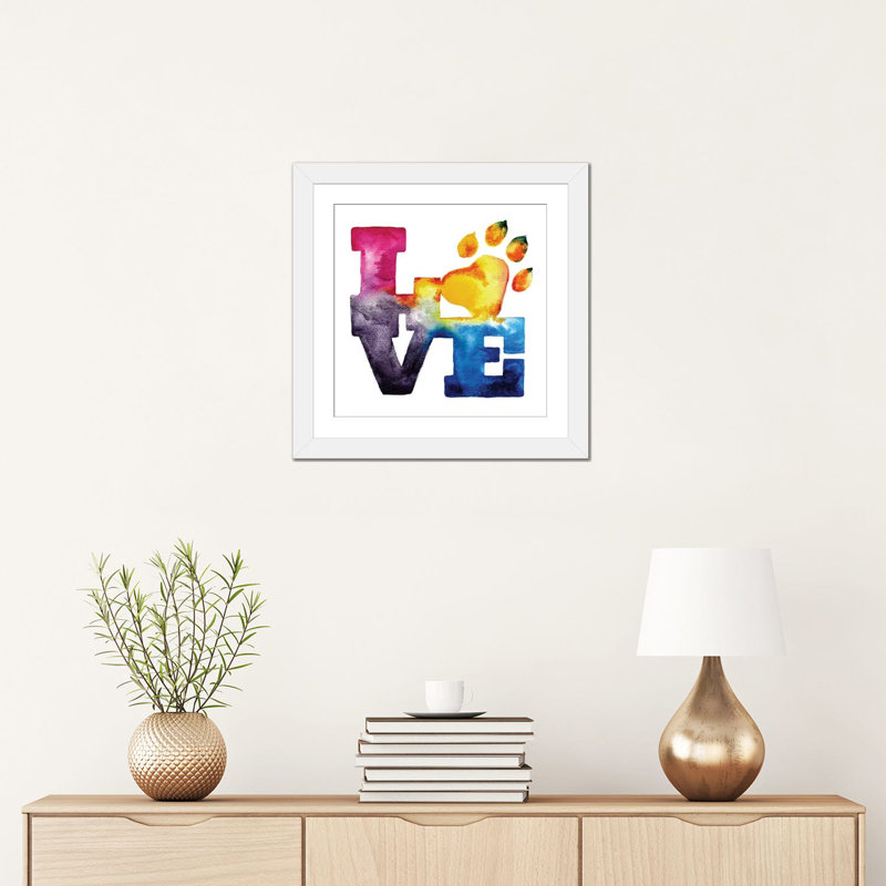 Reproduction d’art textuel sur toile tendue pet Love, Cadre H 24 po x l 24 po x l 1,25 po, Cadre blanc mat