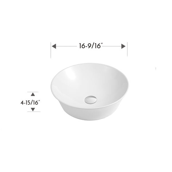 Lavabo vasque rond en céramique DAX blanc mat (16,5 po de diamètre)