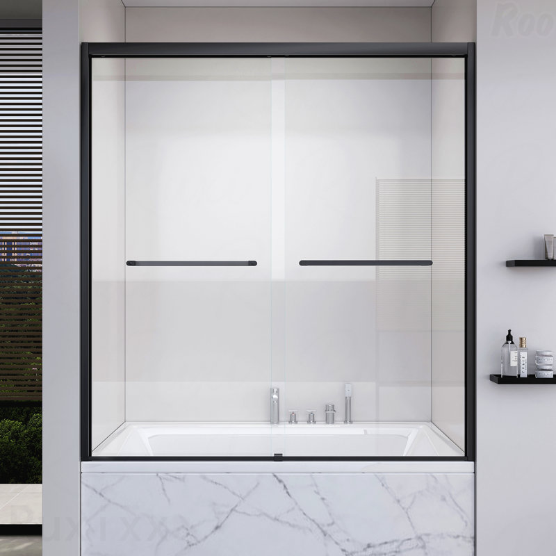 Frame Double Sliding Opening Soft-Close Shower Door  - Bathroom Sliding Opening Shower Door  - (6Mm) Thick Tempered Glass Door