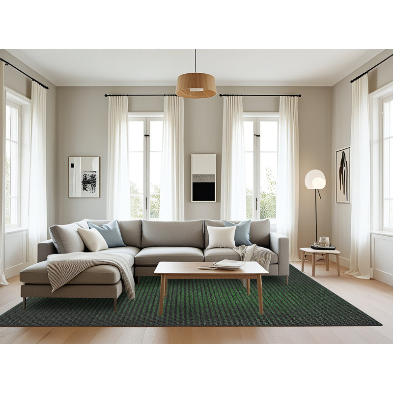 Tapis vert / noir Power Loom, Rectangle 8 pi x 12 pi