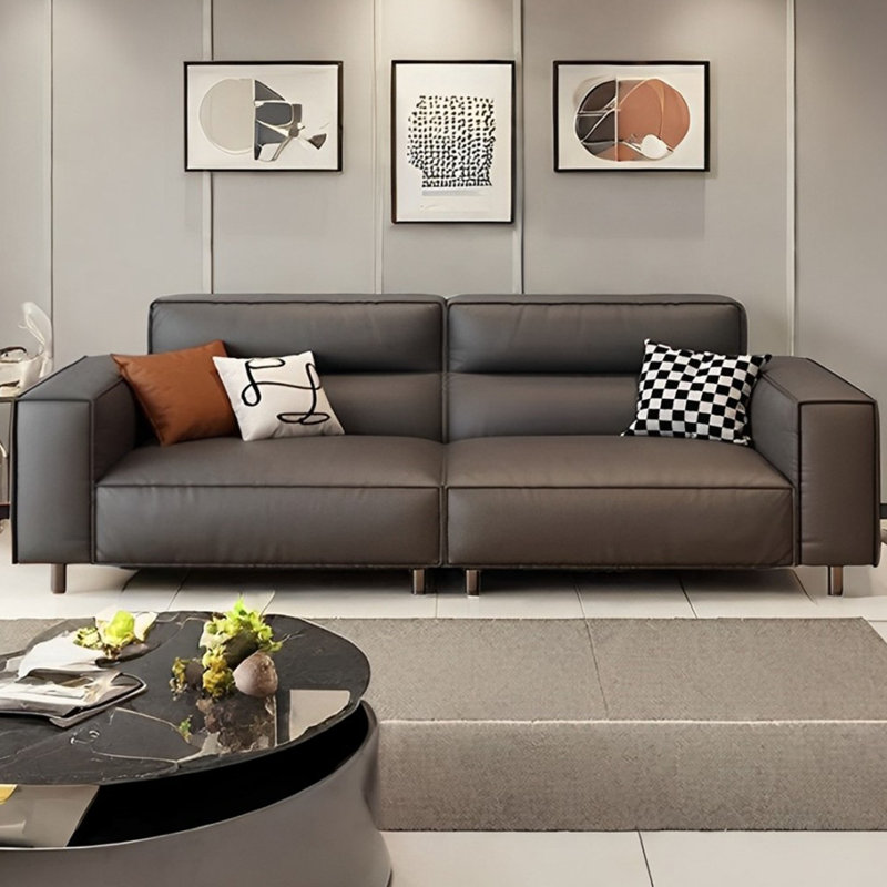 Minimalist tofu block high-back straight row sofa, 4, 34.64" H x 102.36" W x 37.79" D