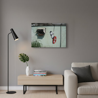 Boy With Lifebuoy Graffiti Canvas Wall Art
