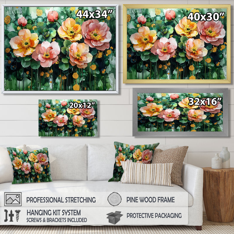 Printemps plante grasse dans l'aride - reproductions de plantes grasses encadrées, H 30 po x l 40 po, Toile tendue