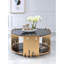 Table basse chic avec rangement ouvert en verre trempé et base en métal robuste