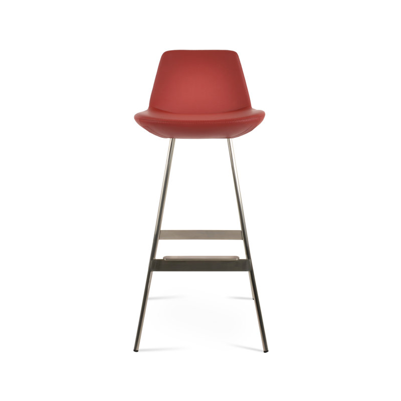 Tabouret Pera Balat, Chrome chrome, Similicuir PPM rouge foncé, Tabouret de comptoir (siège d'une hauteur de 24 p