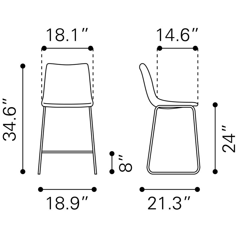 Ensemble de 2 tabourets de comptoir Jabar, Ivoire, Tabouret de comptoir (siège d'une hauteur de 24 p
