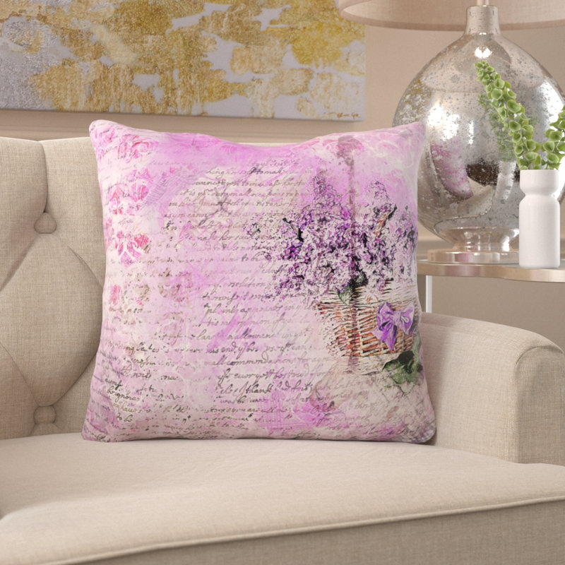 Coussin décoratif fleurs Van, Microsuède, Intérieur