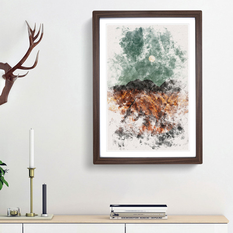Moon over the Mountains in Italy - Picture Frame Painting Print, Walnut Framed, 87cm H x 62cm W x 2cm D