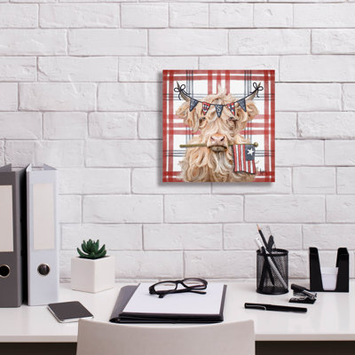 'Patriotic Highland Cow' by Ashley Bradley Canvas Wall Art