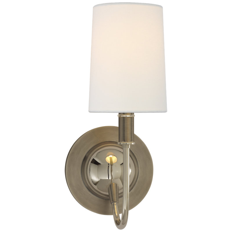Thomas O'Brien Elkins Sconce, Bronze/Antique Brass, White, Fabric