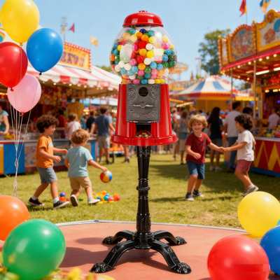 15" Red Commercial Coin-Operated Candy Machine With Stand