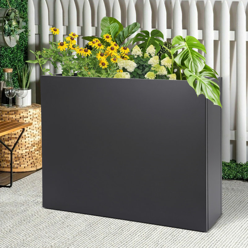 Metal Planter Box, 30" H x 12" W x 12" D, Black