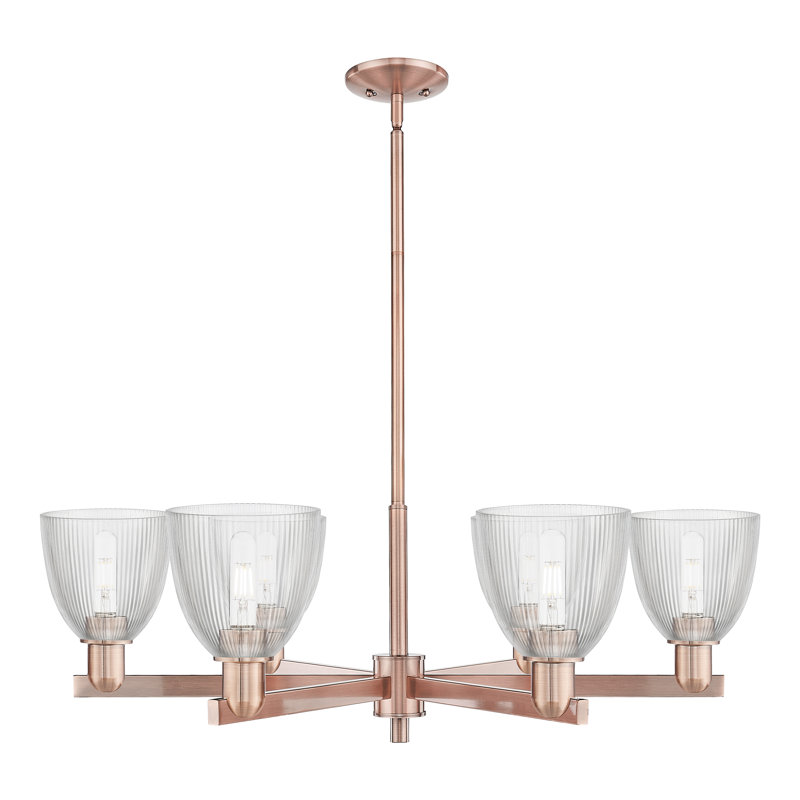 Asdsit - 6 lumières - abat-jour transparent - lustre, Transparent / bronze huilé
