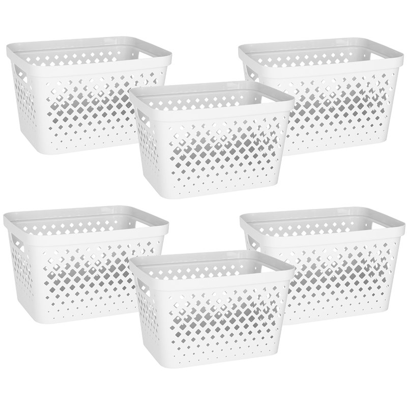 Ensemble de 6 paniers de rangement Glad Diamond, 16 pte, Blanc