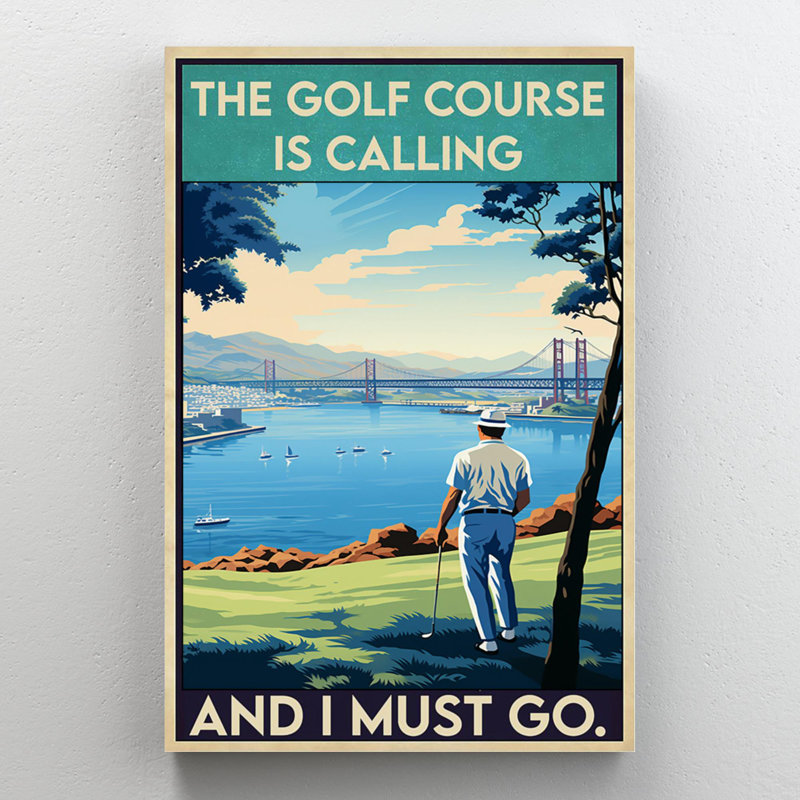 The Golf Course Is Calling 1 - 1 pièce, reproduction d'art graphique sur toile tendue, H 36 po x l 24 po x P 1,25 po