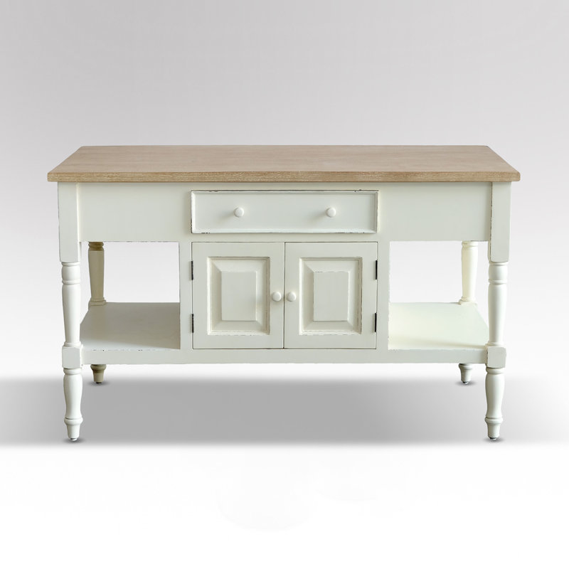 Brookstonval Solid Wood Kitchen Island, Rustic Gray Wash/Light Distressed Linen