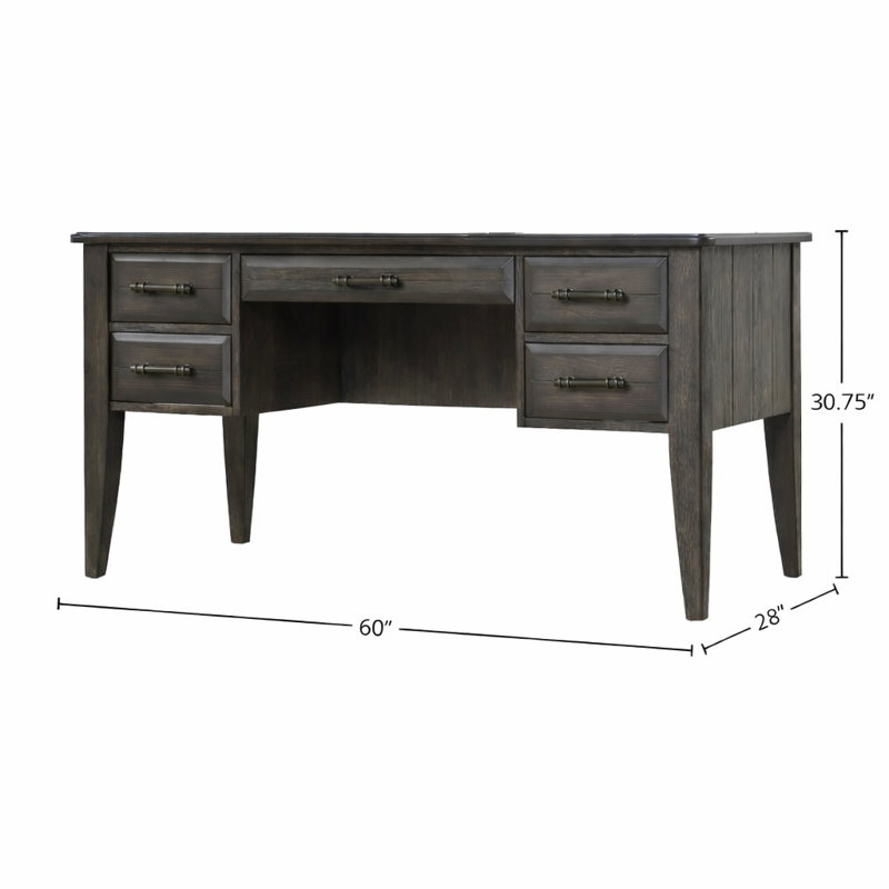 Tatum Aurora 60" Wide 5-Drawer Writing Desk, Mahogany
